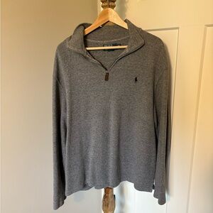 Ralph Lauren Polo Gray Quarter-Zip Sweater, XL
